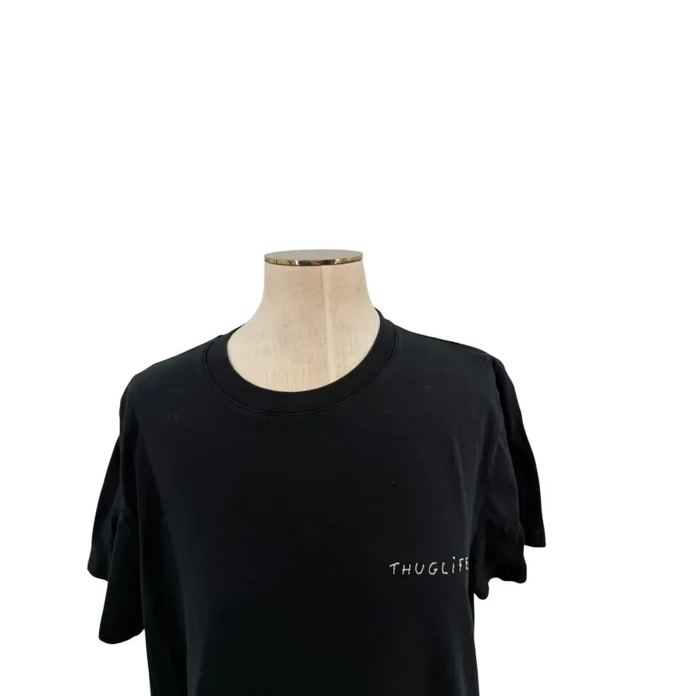 Maison Labiche Thuglife Embroidered Cotton Crewneck Tee Black Size‎ Large